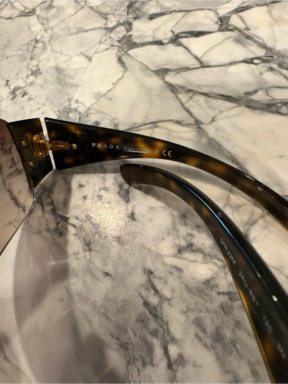 Prada Tortoiseshell Shield Sunglasses with Brown Gradient Lenses